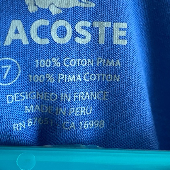 NWOT LACOSTE VNECK TSHIRT. SIZE 7 💯 PIMA COTTON - Picture 5 of 9